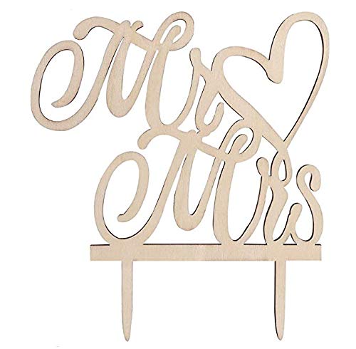 KINDPMA Cake Topper Matrimonio Topper Torta Matrimonio Mr Mrs in Legno Decorazioni per Torte Sposa Anniversario Nuziale Legno Colore