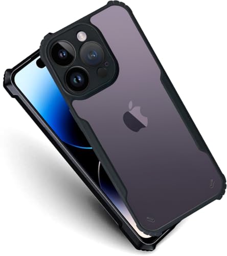 Image of AIBEX Crystal Clear Back Cover Case for Apple iPhone 14 Pro Max | 360 Degree Protection | Shock Proof Design | Transparent Back Cover Case (PC & TPU, Black Bumper)