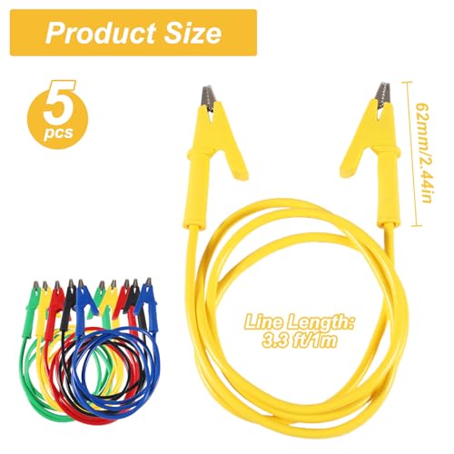 Image of 5PCS Alligator Clips Electrical, 1000V 15A Alligator Clips with Wires, 1M Dual-Ended Alligator Clip Test Leads, Flexible Copper Jumper Wires with Gator Clip for Electrical Testing, Circuit Connection