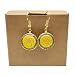 Sunflower Helianthus Real Flower Glass Gold Plated Drop Earrings