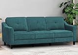 ACMEASE 84 Inches Fabric 3-Seats Sofa with Tufted Backrest Cushion, Chenille Modern Couch with Stable Wooden Legs, Upholstered Sofa for Apartment, Living Room, Office, Teal