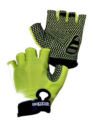 Reflective Summer Cycling Gloves for High Visibility [Half Finger] &ndash; Fluorescent Hi-Vis Gloves...