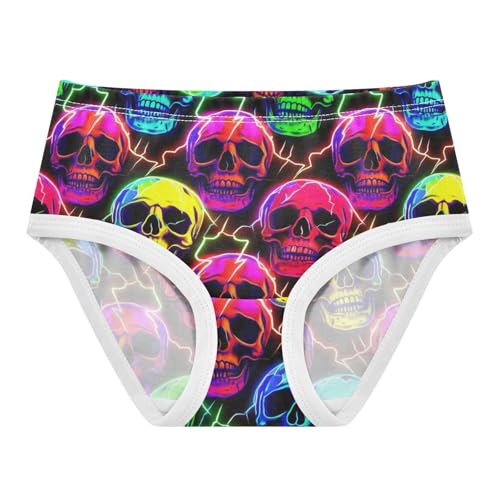 Joisal Funny Neon Skulls Cool Cute Panties Girl Girls Underwear Toddlers Cotton Funny Briefs Undies Kids 2t