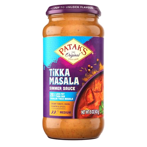 Patak's Tikka Masala Simmer Sauce, Reduced Fat & Sodium, Medium-Spiced Curry with Yogurt, Tomatoes &...