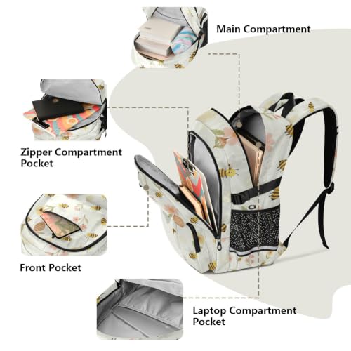Mochila de viaje de margaritas ligera y cómoda para espalda de adolescentes 5