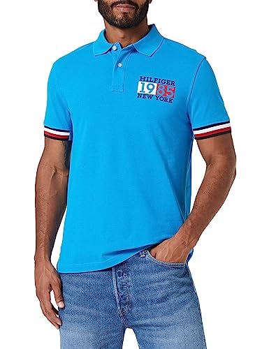 Tommy Hilfiger Herren Poloshirt Kurzarm New York Flag Slim Fit, Blau...