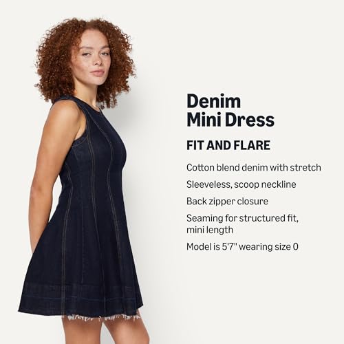 Image of Amazon Essentials Women's Fit & Flare Denim Mini Dress