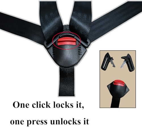 Image of Universal Baby Seat 5pt 5 Point Harness with Locking Buckle, Baby Highchair Stroller Pushchair Chest Harness Clip Buckle + Harness Straps Width 38mm /1.5in
