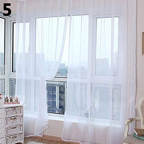 Steellwingsf Cortinas traslúcidas de color liso, cortina de gasa de tul para puerta y ventana, cenefas transparentes para sala de estar, dormitorio y cocina, color blanco