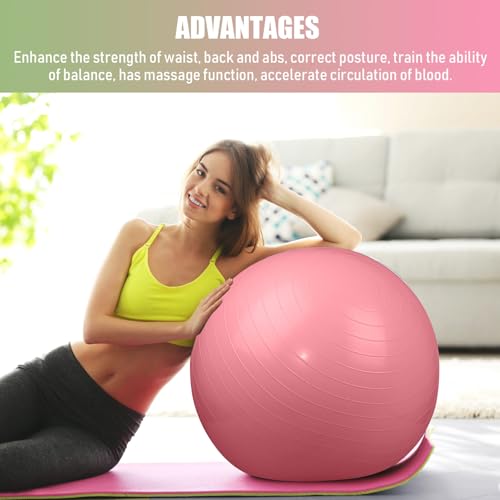 Image of Leyndo 4 Pcs 26 Inch Yoga Exercise Ball Pilates Pregnancy Birthing Fitness Ball with Quick Pump Anti Burst for Improved Posture, Balance, Yoga, Pilates, Training