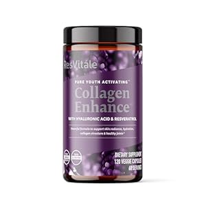 ResVitale Collagen Enhance – Beauty Supplement with Hyaluronic Acid & Resveratrol – 120 Capsules