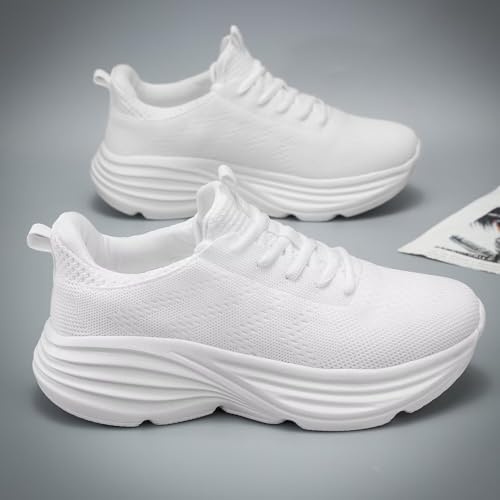 Image of WJA Men's Non Slip Walking Shoes Lightweight Breathable Casual Running Shoes Fashion Sneakers Mesh Workout Sports Shoes