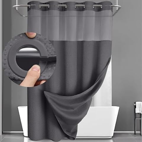 YellyHommy No Hook Dark Grey Shower Curtain Cover