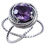 Steingröße: 10 x 10 mm. 925 Sterling Silber Brasilien Amethyst Edelstein Ring Größe 6 US Ring Schmuck Crystalcraftindia