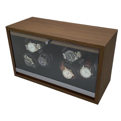 WJHWJH Bobinadora automática de reloj con 6 posiciones, caja de almacenamiento, mecánica a prueba de polvo, luz ambiental LED, ajuste de cuatro velocidades