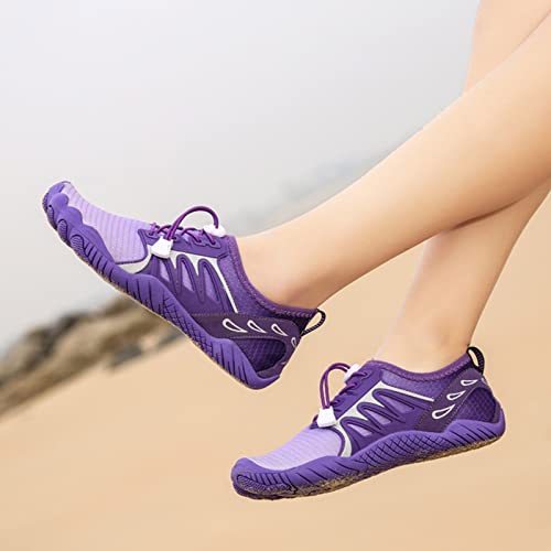Unisex Barefoot Shoes, Men Beach Shoes for Women Upstream Shoes Comfortable Hiking Sport Shoe Quick Dry River Sea Water Sneaker (Color : Purple, Size : 7.5)3