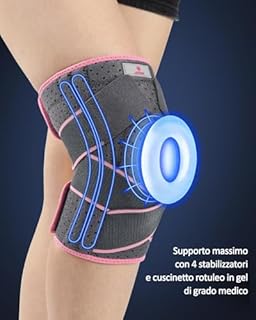 ABYON Ginocchiera Ortopedica, Regolabile Tutore Ginocchio con Stabilizzatori Laterali Rotulea Supporto Sportiva per Uomo e Donne Legamenti Rotula Menisco Artrite (4XL/5XL)