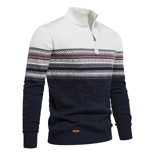 Autumn and Winter Stand up Collar Men's Sweater, Half Zipper Knitted Versatile Quarter Zip Pullover Men2