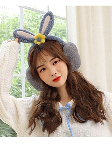 Women Rabbit Earmuffs Girls Cute Outdoor Ear Warmers Winter Warm Adjustable Ear Covers Foldable Children Animal Earmuffs3