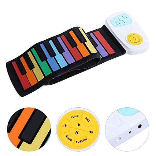 49 Touches Roll Up Piano Keyboard Colrful Portable Electric Hand Roll Keyboard Piano Cadeau Musical avec 6 Morceaux de Démonstration Intégrés 8 Types de Timbres pour Débutants Enfants - Les Beatles, Paul McCartney, John Lennon, RIngo Starr, George Harrison 49 Touches Roll Up Piano Keyboard Colrful Portable Electric Hand Roll Keyboard Piano Cadeau Musical avec 6 Morceaux de Démonstration Intégrés 8 Types de Timbres pour Débutants Enfants – Image 6