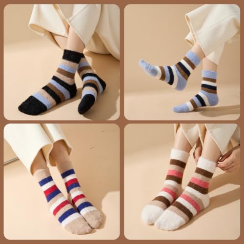 Image of ICEIVY 5 Pair Comfy Fuzzy Warm Winter Cozy Socks Birthday Gifts for Women