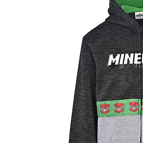 Minecraft Boys Video Game Hoodie - Black And Green Creeper Face - Official Sweatshirt (Green Grey, M-7/8) #TOP5