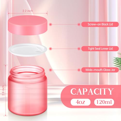 Image of Norme 12 Pcs 4 oz Glass Jars with Lids Cosmetic Jars, Pink