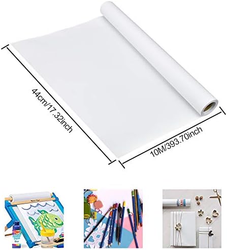 WANTOUTH Drawing Paper Roll 44cm*10M Sketching Roll Easel Paper Roll Wide Tracing Paper Roll Graffiti Drawing Paper Construction Graph Paper Painting Paper Roll White Wrapping Paper for Blueprint