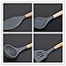 ONMIER Kitchen Cooking Utensils Set, 9 pcs Non-stick Silicone Cooking Kitchen Utensils Spoon Spatula Set,BPA Free Wooden Handle Silicone Kitchen Gadgets Utensil Set (Grey)