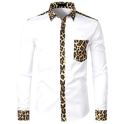 Chemise africaine Dashiki blanche à manches longues L avec un magnifique motif patchwork élégant