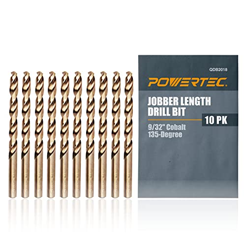 Foret en cobalt 9/32" Powertec QDB2018 à 135 degrés pour métal, lot de 10