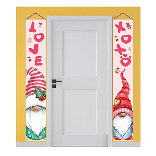 Decoraciones del Día de San Valentín - Banners Por Porch Sign for Valentine's | Amor Corazón Serpentinas Decoración | Fuera de los signos de pared románticos para la boda Adawd