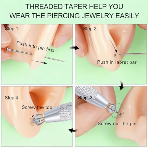 Uni-J Piercing Taper Ball Grabber Tool for Changing Jewelry - 14G 16G 18G 20G Threadless/Internal thread/External Thread Stretching Kit for Ear/Nose/Navel/Nipple/Lip/Eyebrow/Tongue