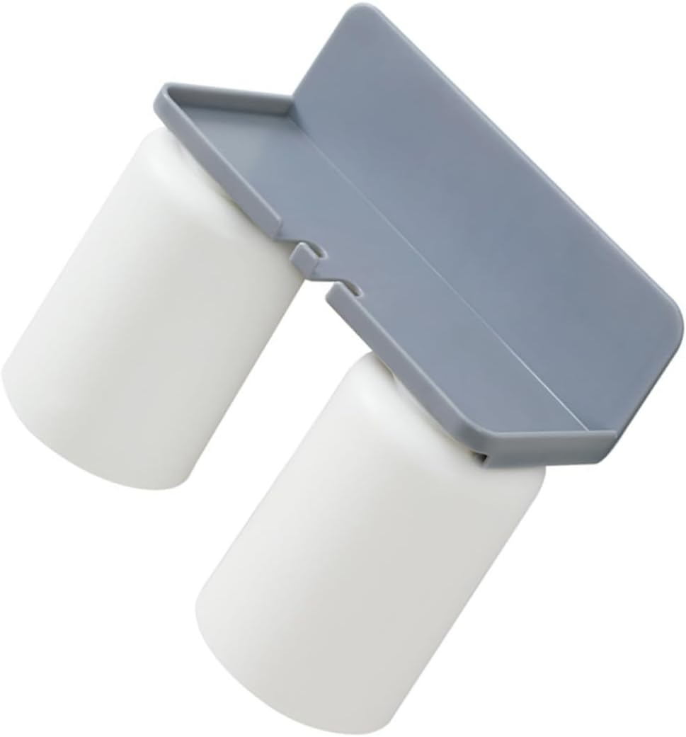 Zerodeko Wall Mounted Toothbrush Storage Holder with Mouth Cup Nordic Style Bathroom Organizer Easy Install with Adhesive Non-deforming White and Grey Holder for Toothpaste and Brushes
