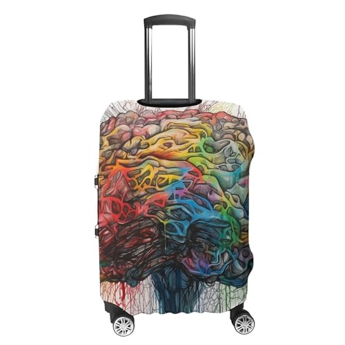 Luggage Cover Elastic Suitcase Cover Protector Washable Travel Baggage Covers Geometry Brain Image Luggage Covers Carry On Luggage Protector Anti-scratch 19-32 Inch M4