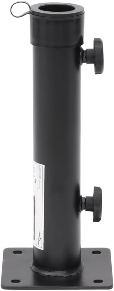 vidaXL Steel Parasol Base in Matt Black - Adjustable for Ø1.5/1.9"" Poles, Powder-Coated, Compact, Easy Mounting, Outdoor Umbrella Stand for Patio/Garden, Standard, 4003373