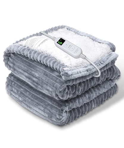 YONJION Electric Heated Blanket Throw, Heating Blanket Throw with 4 Timer Settings & 6 Heat...