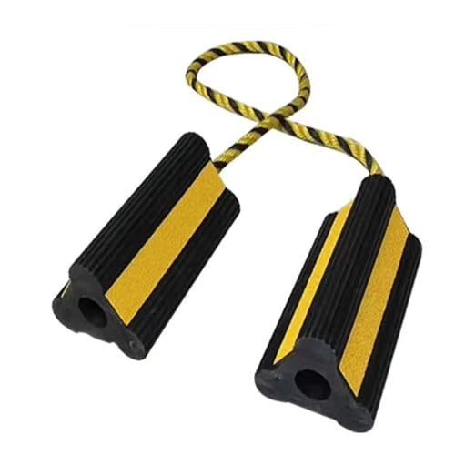 YIFAIIX 1 Pair Wheel Chocks for Trailer, Heavy Duty Rubber Dual RV Non Slip Wheel Stoppers with Nylon Rope, Wheel Block for Travel, Aircraft, Car, Camper, Truck
