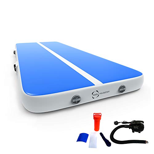 Body Revolution Air Track Gymnastic Mats - Inflatable Airtrack Gym Crash Mat for Gymnastics, Acrobatics, Cheerleading and Martial Arts with Electric Pump (LARGE 5 x 1 x 0.1m with Electric Pump)