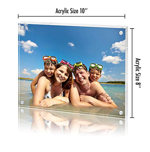 Americanflat 8X10 Acrylic Picture Frame - Clear Picture Frame With Magnetic Corners - Acrylic Photo Frames Stand In Desk Or Table - Soft Microfiber Cloth Included #TOP1
