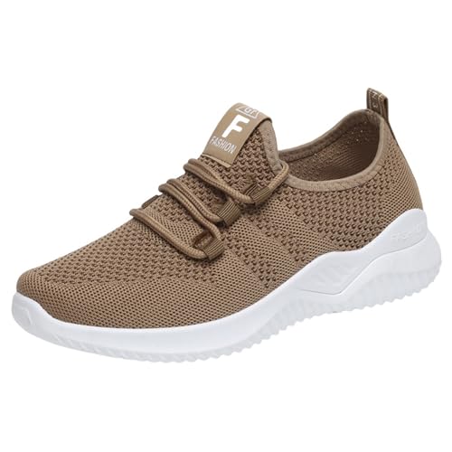 KVOTUU Slip On Sneakers Women Breathable Running Sport Workout Gym Shoes Tennis Lightweight Athletic Non Slip Sneakers Fashion Casual Orthopedic Walking Shoes Brown