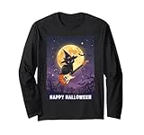 witch cat playing guitar cat halloween cat kitten lover kids maglia a manica