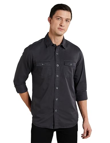 Image of Symbol Premium Men's Washed Cotton Twill Casual Shirt - Regular Fit | Pure Cotton (Available in Plus Sizes)