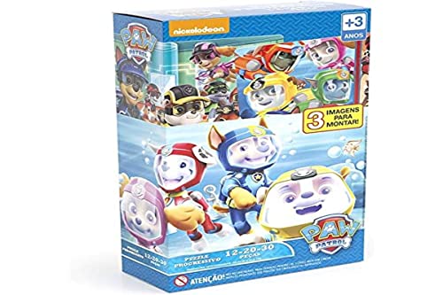 Grow - Patrulha Canina Quebra Cabeça Progressivo con 3 Imagens para Montar, 3+ Anos, Multicor, (Grow