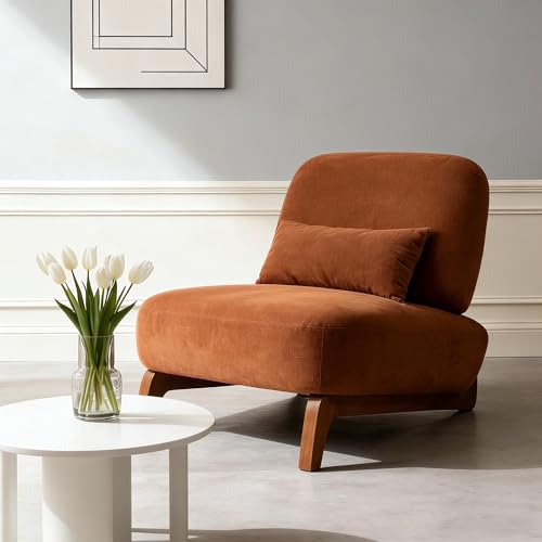 WAKEEPING Accent Armless Single Chair with Pillow, Living Room Chairs