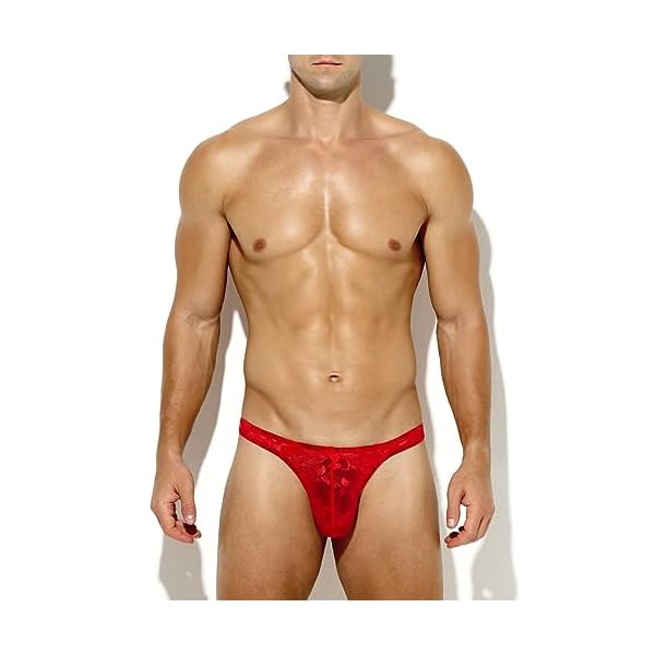 Casey Kevin Herren G-String Slips Spitze Transparent Sexy Low Rise String Tanga Unterwäsche Weich und Atmubgsaktiven Unterhose Bikini Höschen – Bild 6