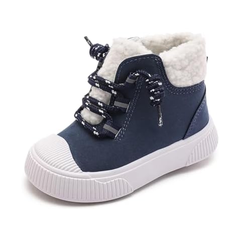 GENGASUN Toddler Snow Boots for Boys and Girls Fleece Winter Booties with Faux Fur Lining Keeping Warm Hook &Loop Closure Kids Shoes -Blue Cover
