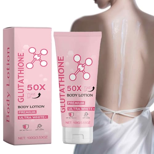 Lozione per il corpo tonificante al glutatione 50x - Crema profumata idratante e schiarente, ad assorbimento rapido per tutti i tipi di pelle, arricchita con glutatione e acido ialuronico (1 pezzi)