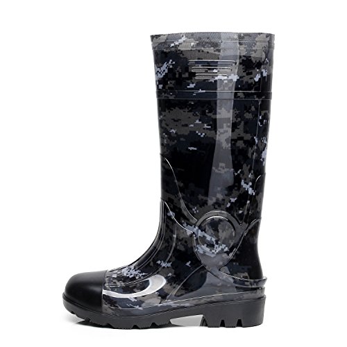 Image of Man Knee High Rubber Rainboots Camo Waterproof Rubber Boots for Garden Man Rain Footwear Size