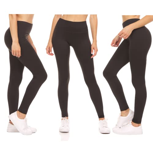 Sweet Hearts 3 Pack Leggings For Women- 5" High Waist Basic Lightweight Everyday Buttery Soft Casual Yoga Pants Made In Usa (Large, Black/Black/Black) #TOP1